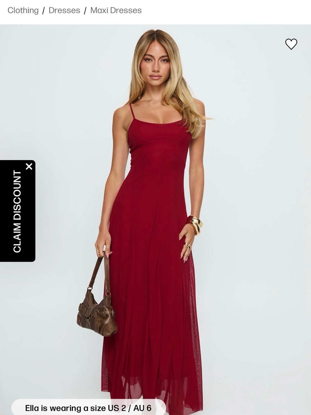 Princess Polly Burgundy Spaghetti-Strap Maxi Dress